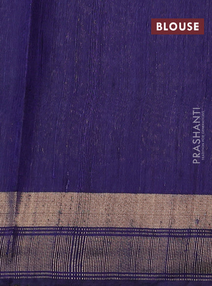 Pure dupion silk saree orange and blue with zari woven buttas and zari woven border