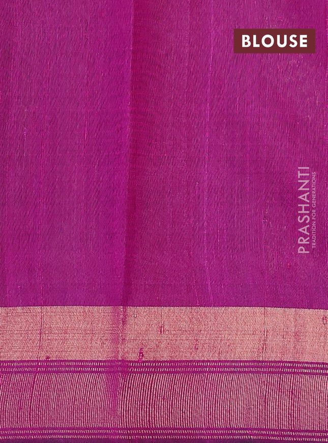 Pure dupion silk saree peacock green and purple with zari woven buttas and zari woven border