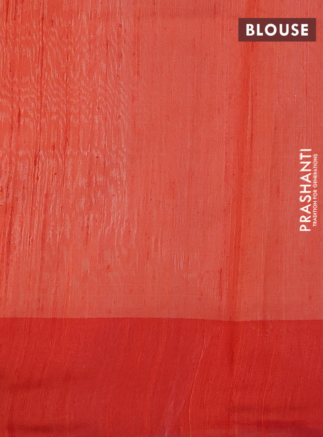 Pure dupion silk saree cream and orange with thread woven buttas and muniya butta style border