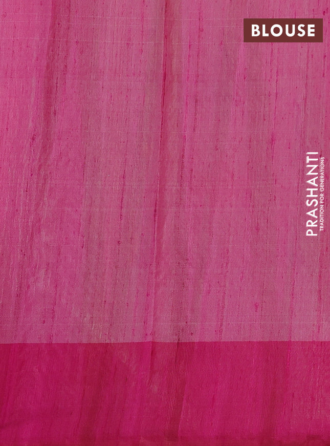 Pure dupion silk saree light green and pink with plain body and muniya butta border