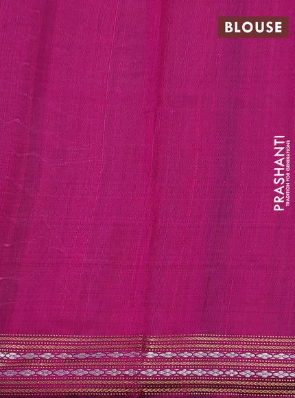 Pure dupion silk saree mustard yellow and magenta pink with plain body and temple design zari woven border