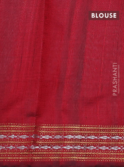 Pure dupion silk saree navy blue and maroon with plain body and temple design zari woven border