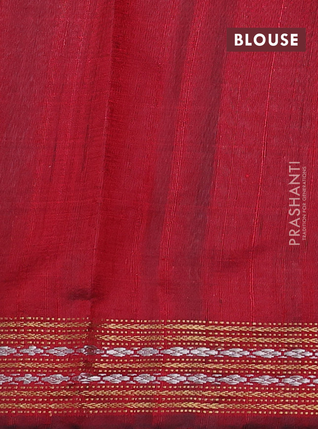 Pure dupion silk saree navy blue and maroon with plain body and temple design zari woven border