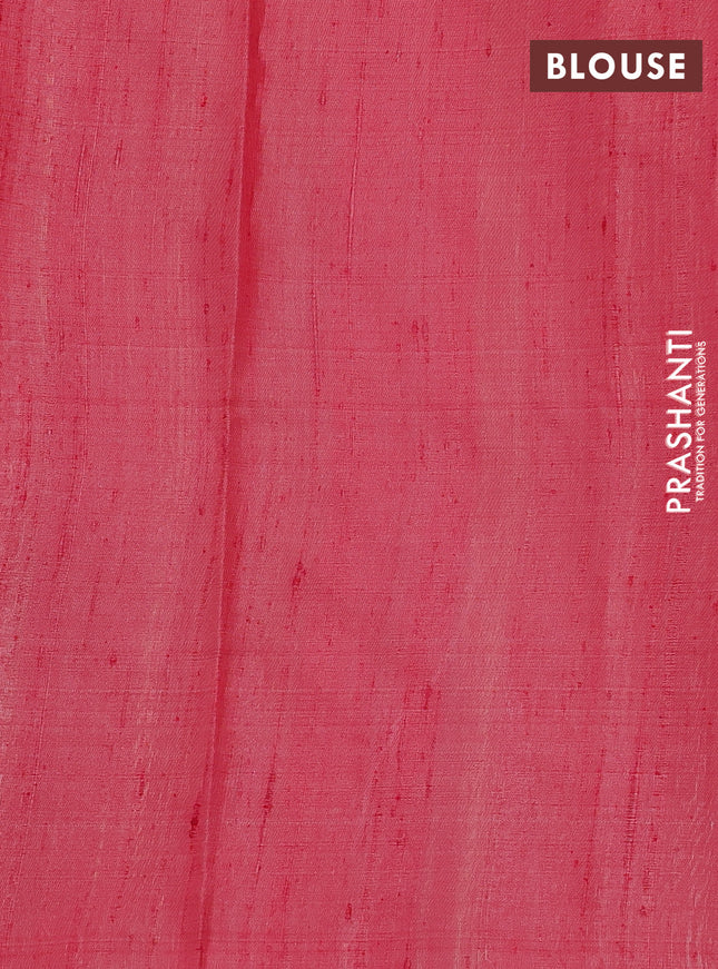 Pure dupion silk saree cream and red with thread woven buttas and temple design simple border