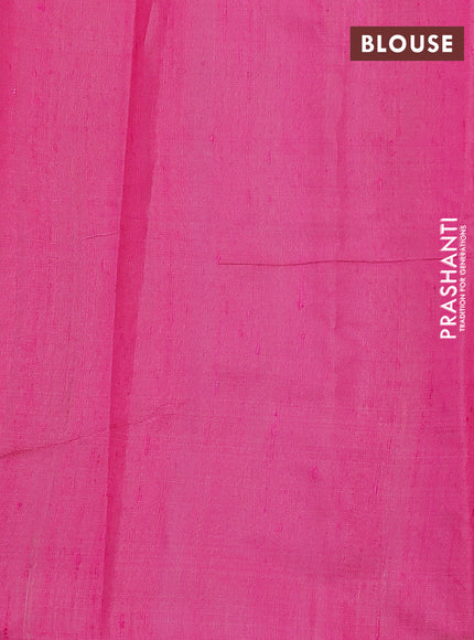 Pure dupion silk saree light green and pink with thread woven buttas and temple design simple border