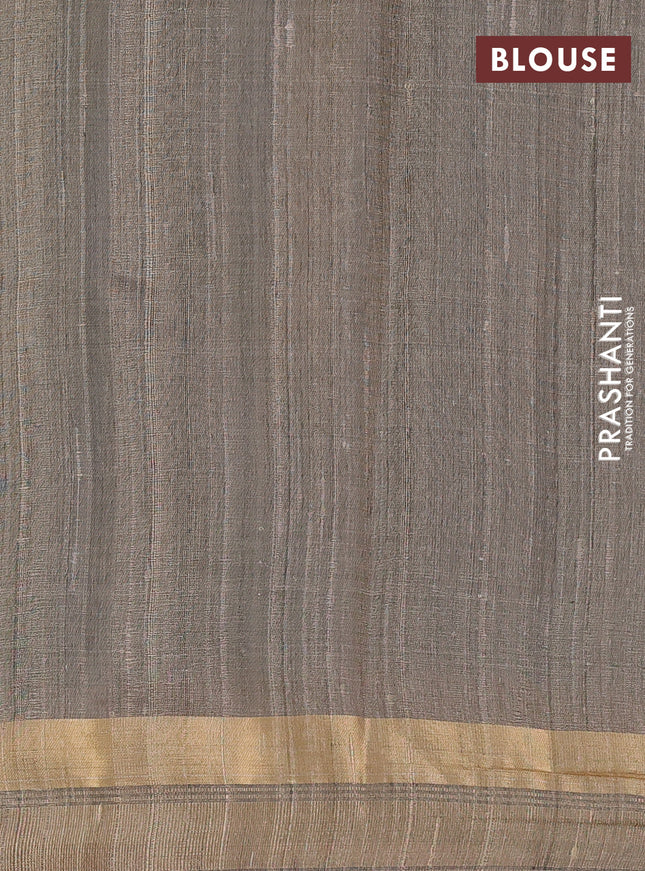 Pure dupion silk saree maroon and grey with plain body and temple design simple border