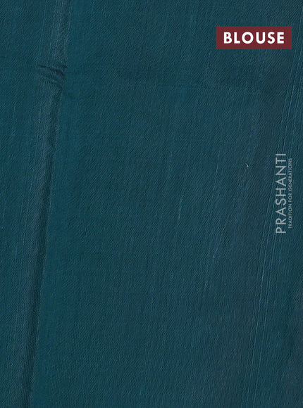 Pure dupion silk saree peacock green with zari woven buttas and zari woven border