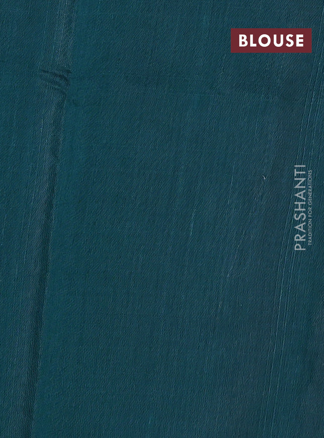 Pure dupion silk saree peacock green with zari woven buttas and zari woven border