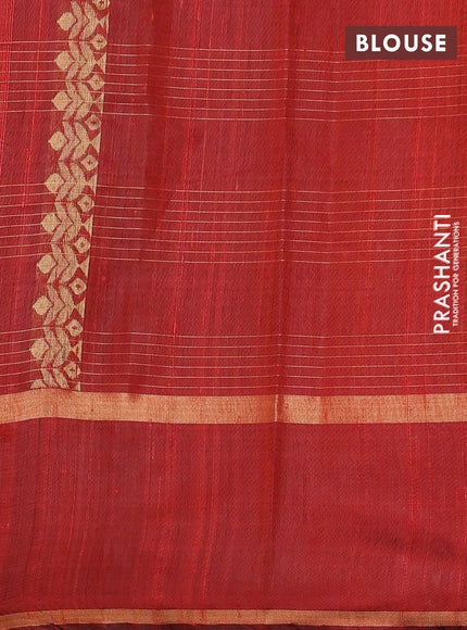 Pure dupion silk saree orange with allover zari checked pattern and zari woven butta border