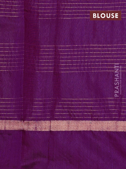 Pure dupion silk saree purple with allover zari checked pattern and zari woven butta border