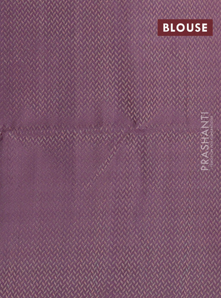 Pure soft silk saree cs blue and mauve pink with zari woven buttas in borderless style