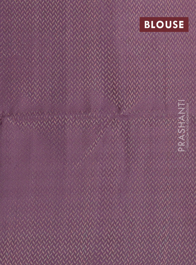 Pure soft silk saree cs blue and mauve pink with zari woven buttas in borderless style