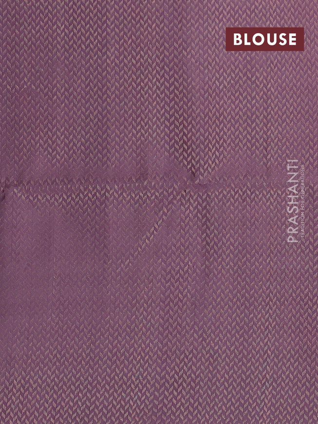 Pure soft silk saree cs blue and mauve pink with zari woven buttas in borderless style