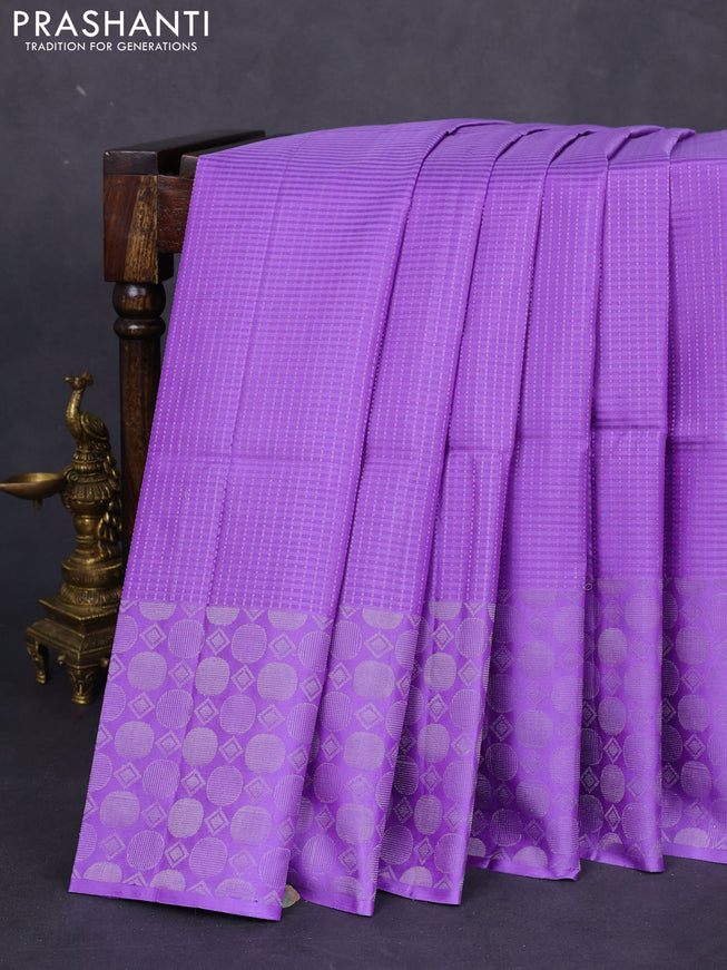 Pure soft silk saree lavender with allover silver zari weaves and silver zari woven border