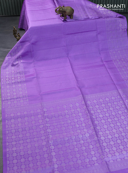 Pure soft silk saree lavender with allover silver zari weaves and silver zari woven border