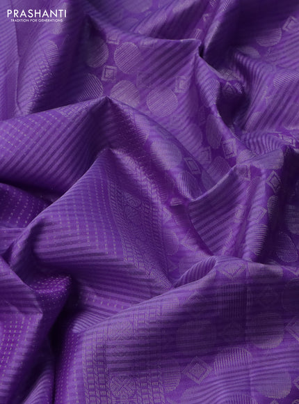 Pure soft silk saree lavender with allover silver zari weaves and silver zari woven border
