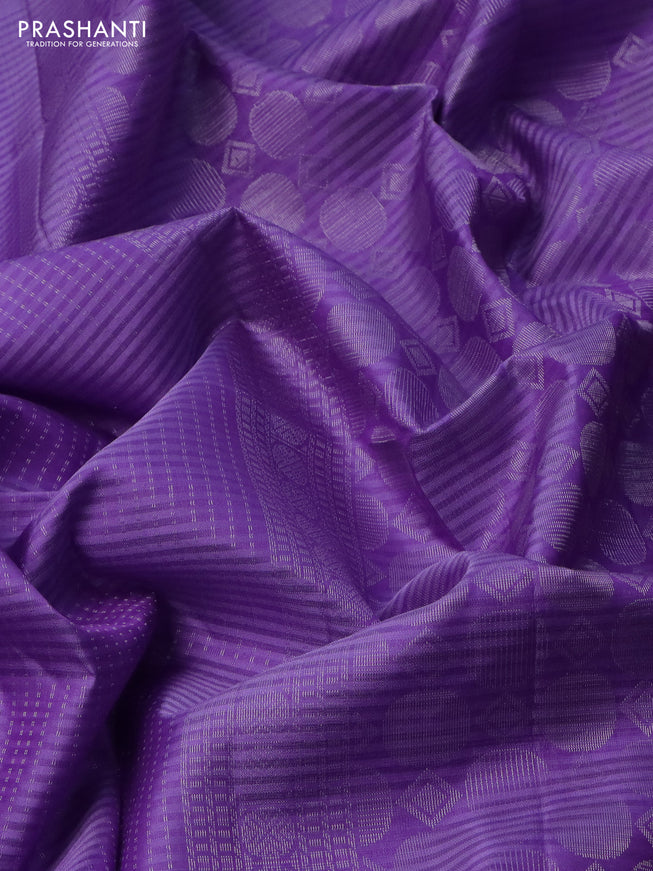 Pure soft silk saree lavender with allover silver zari weaves and silver zari woven border