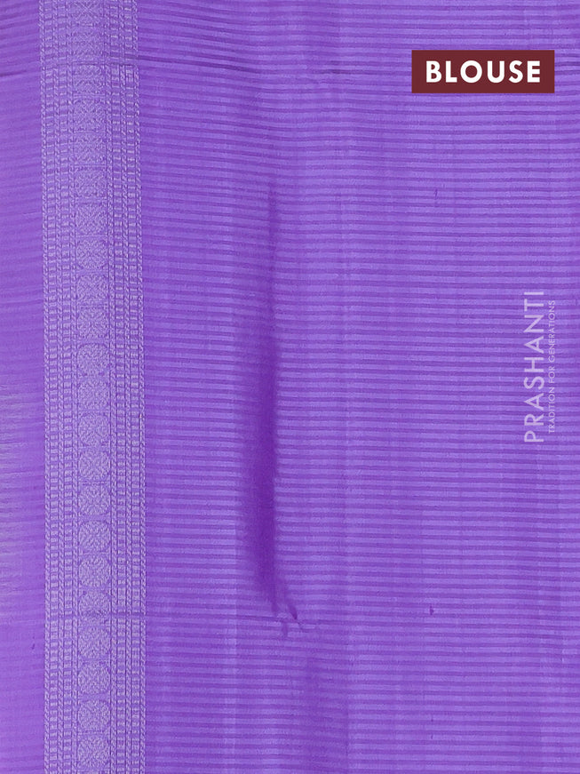 Pure soft silk saree lavender with allover silver zari weaves and silver zari woven border