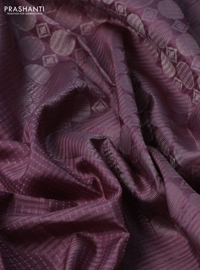 Pure soft silk saree mild purple with allover silver zari weaves and silver zari woven border