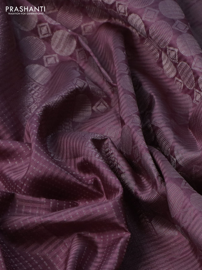 Pure soft silk saree mild purple with allover silver zari weaves and silver zari woven border