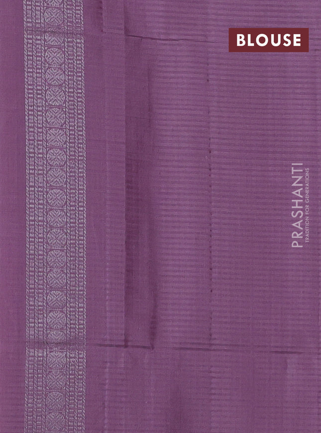 Pure soft silk saree mild purple with allover silver zari weaves and silver zari woven border