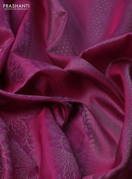 Pure soft silk saree pink with allover silver zari woven brocade weaves in borderless style