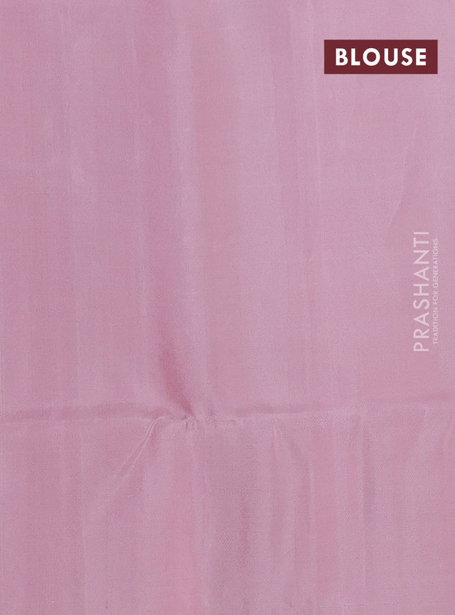 Pure soft silk saree peach shade with allover silver zari woven brocade weaves in borderless style