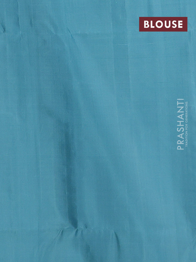 Pure soft silk saree pastel blue with allover silver zari woven brocade weaves in borderless style