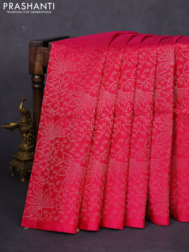 Pure soft silk saree pink with allover silver zari woven brocade weaves in borderless style