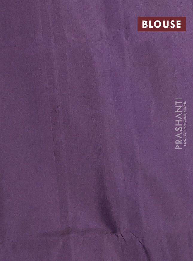 Pure soft silk saree pastel lavender with allover silver zari woven brocade weaves in borderless style