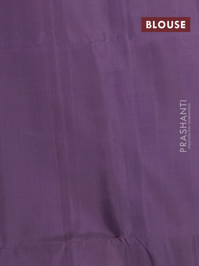 Pure soft silk saree pastel lavender with allover silver zari woven brocade weaves in borderless style