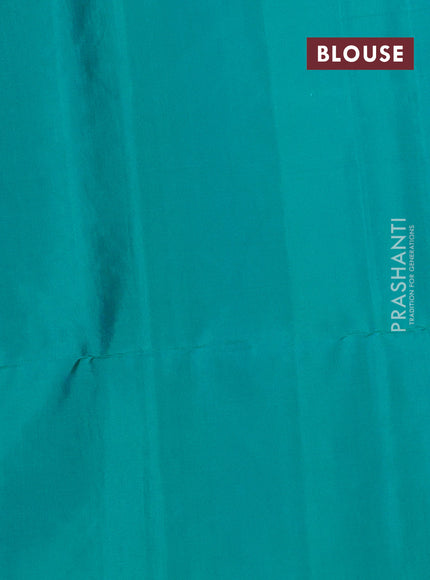 Pure soft silk saree teal green with silver zari woven buttas in borderless style