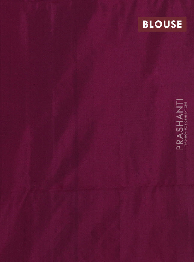 Pure soft silk saree magenta pink with silver zari woven buttas in borderless style