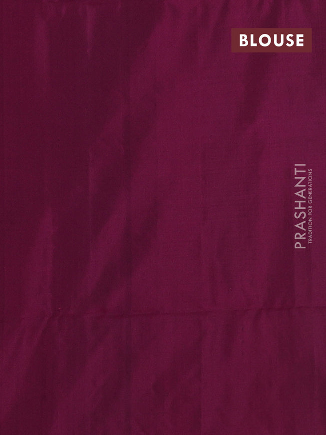 Pure soft silk saree magenta pink with silver zari woven buttas in borderless style