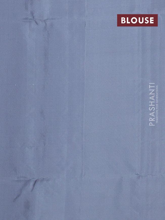 Pure soft silk saree grey with silver zari woven buttas in borderless style