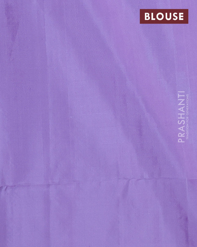 Pure soft silk saree lavender with silver zari woven buttas in borderless style