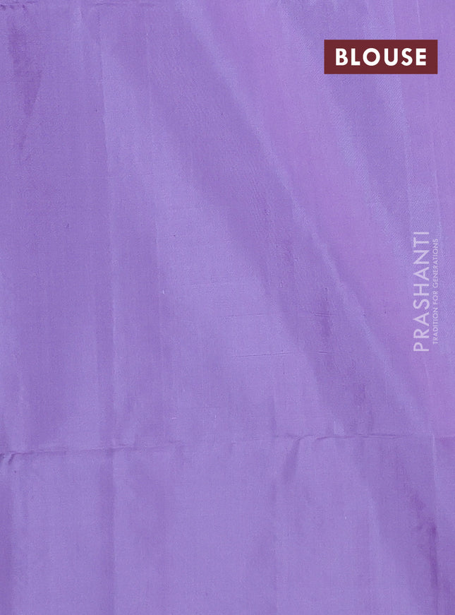 Pure soft silk saree lavender with silver zari woven buttas in borderless style
