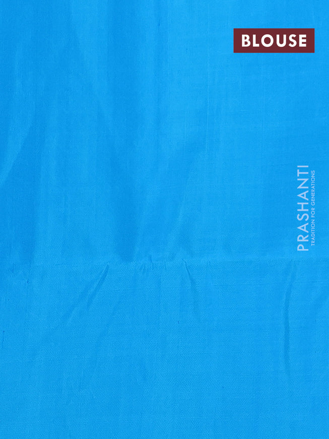 Pure soft silk saree cs blue with allover silver zari woven brocade weaves in borderless style