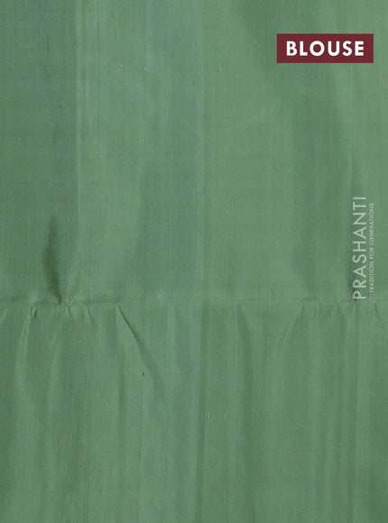 Pure soft silk saree pastel green with allover silver zari woven brocade weaves in borderless style