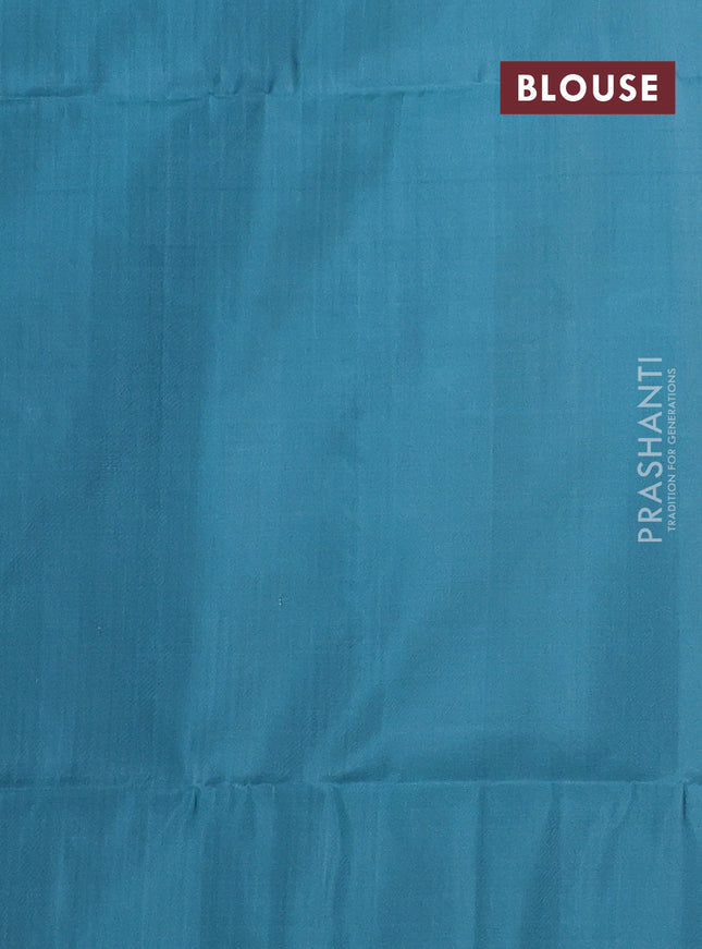 Pure soft silk saree pastel blue with allover silver zari woven brocade weaves in borderless style