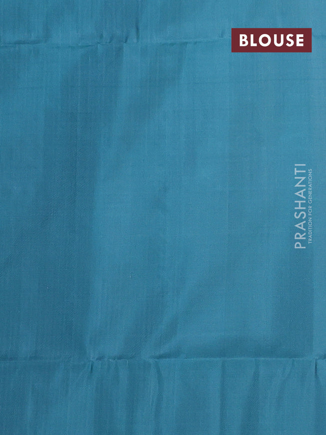 Pure soft silk saree pastel blue with allover silver zari woven brocade weaves in borderless style