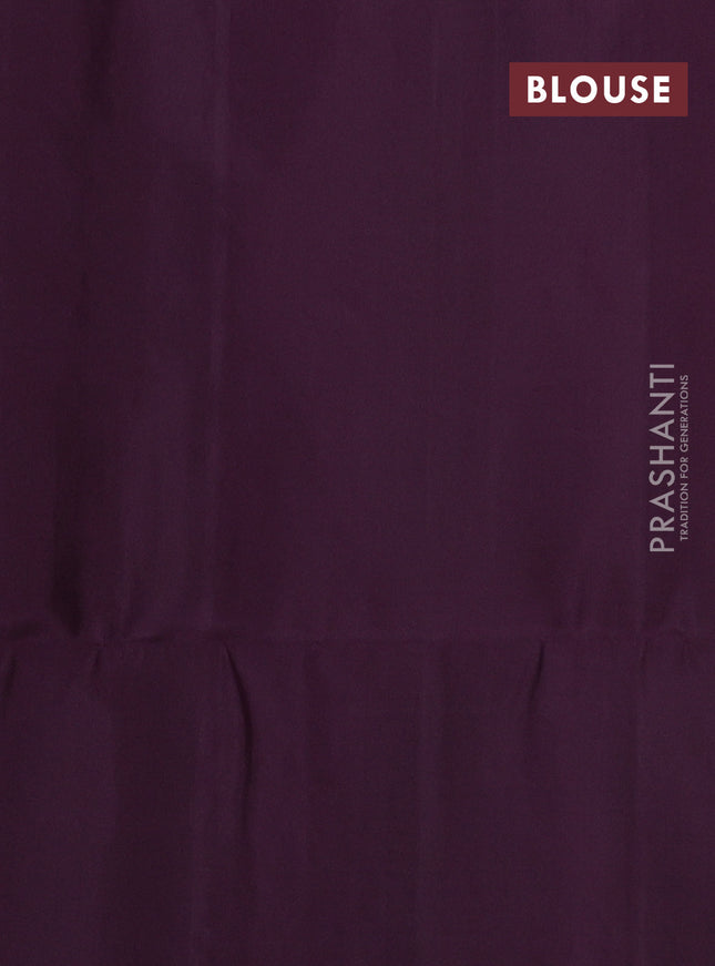 Pure soft silk saree deep jamun with allover silver zari woven brocade weaves in borderless style