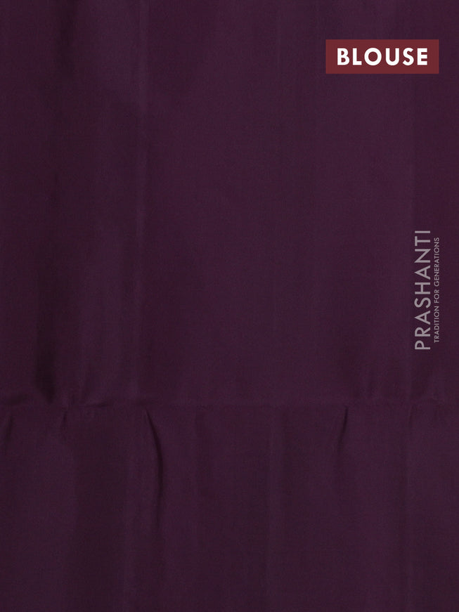 Pure soft silk saree deep jamun with allover silver zari woven brocade weaves in borderless style