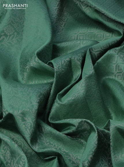 Pure soft silk saree pastel green with allover silver zari woven brocade weaves in borderless style