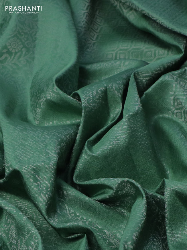 Pure soft silk saree pastel green with allover silver zari woven brocade weaves in borderless style