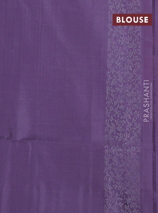 Pure soft silk saree pastel lavender with silver zari woven buttas and rich silver zari woven border