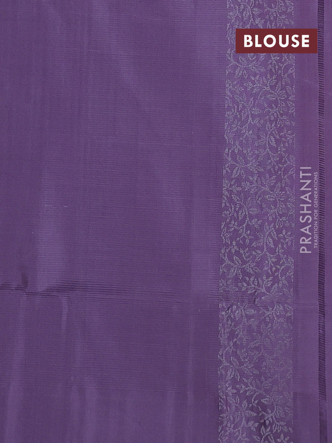 Pure soft silk saree pastel lavender with silver zari woven buttas and rich silver zari woven border
