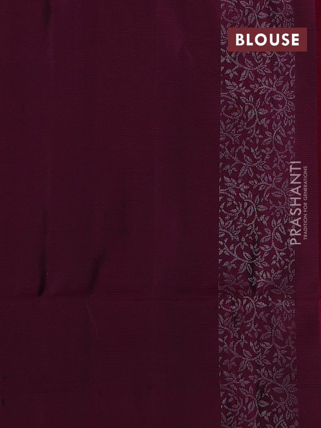 Pure soft silk saree magenta pink with silver zari woven buttas and rich silver zari woven border