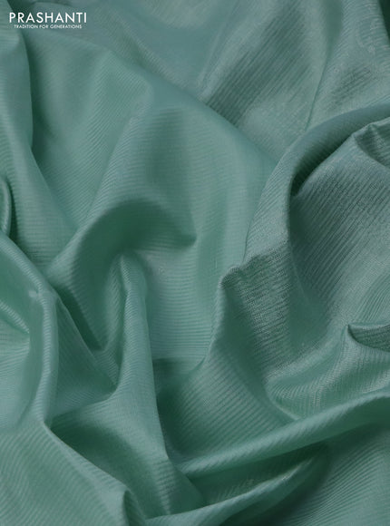 Pure soft silk saree pastel green with silver zari woven buttas and rich silver zari woven border