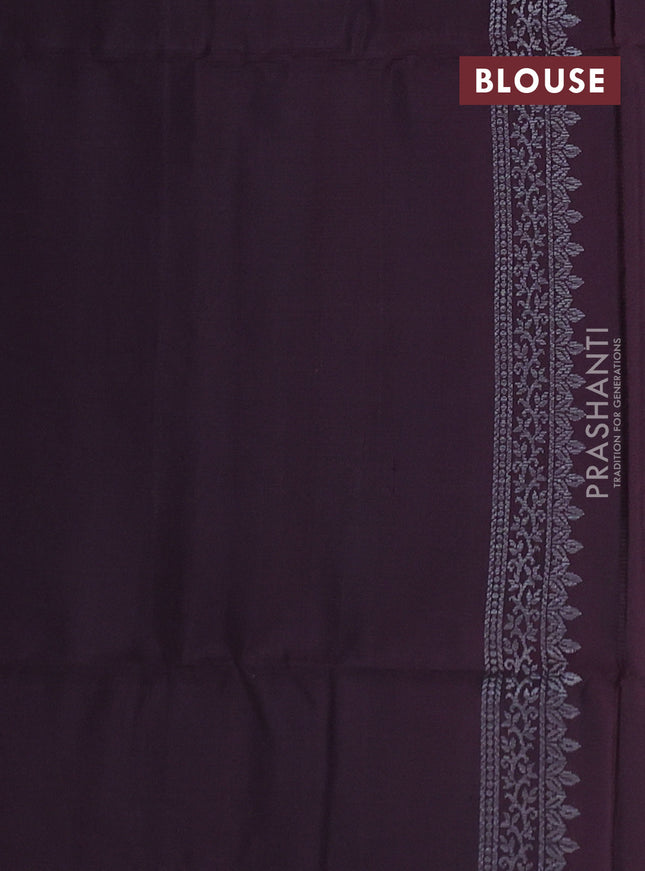 Pure soft silk saree brown with silver zari woven buttas and rich silver zari woven border